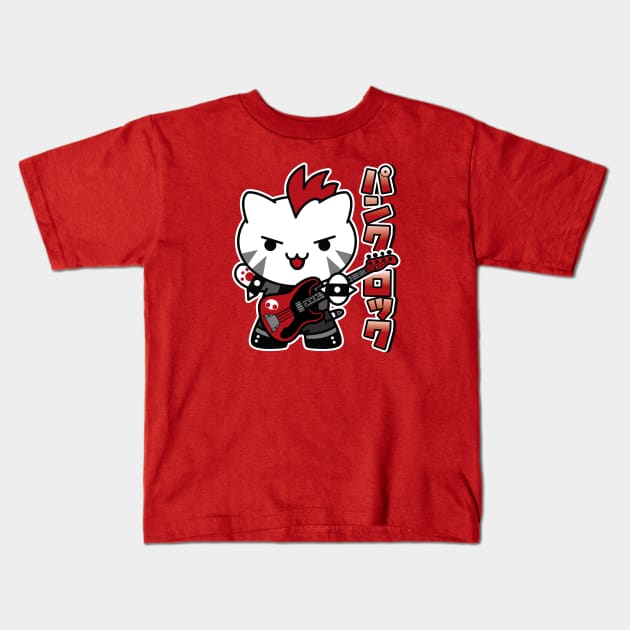 Punk Rock Cat Kids T-Shirt by Kappacino Creations